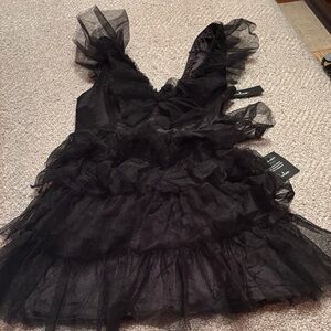 Lulu's Black Ruffled Mini Dress